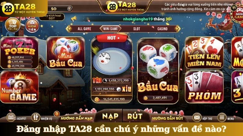 Đăng nhập TA28 cần chú ý những vấn đề nào?