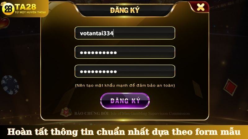 Hoàn tất thông tin chuẩn nhất dựa theo form mẫu