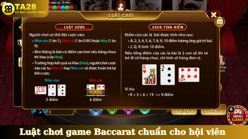 Luật chơi game Baccarat chuẩn cho hội viên